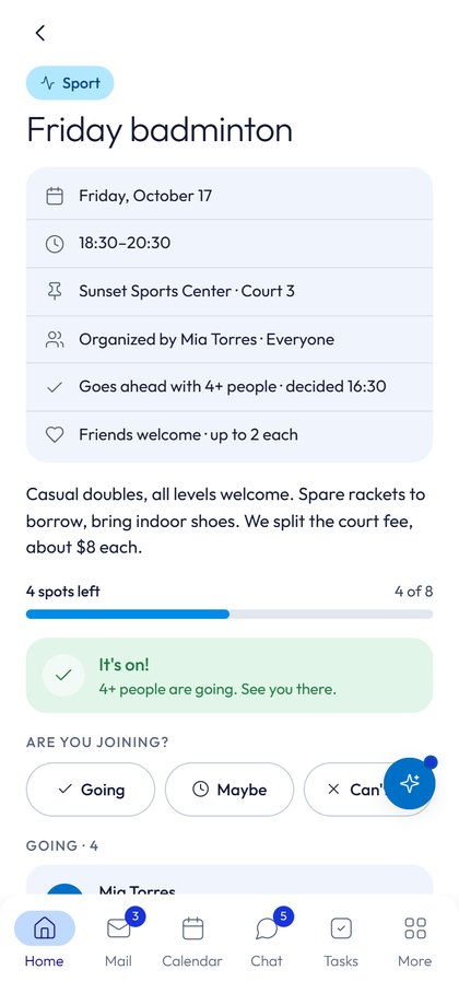 Team activity details